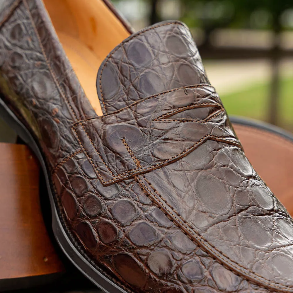 11-201-CGM ROMA Crocodile Penny Loafer, Cognac