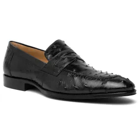 13-500-BLK ROMA Ostrich Quill Penny Loafer, Black