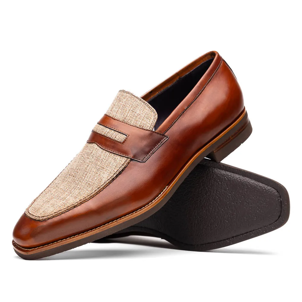 15-733-CGN Lago Italian Calfskin Slip On Loafer Cognac