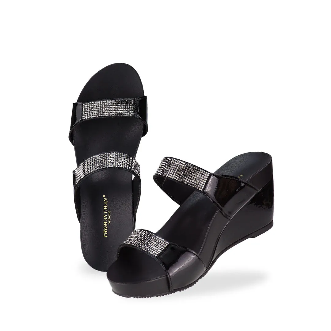 [20% off at cart] Multi-Row Diamond Wedge Sandals