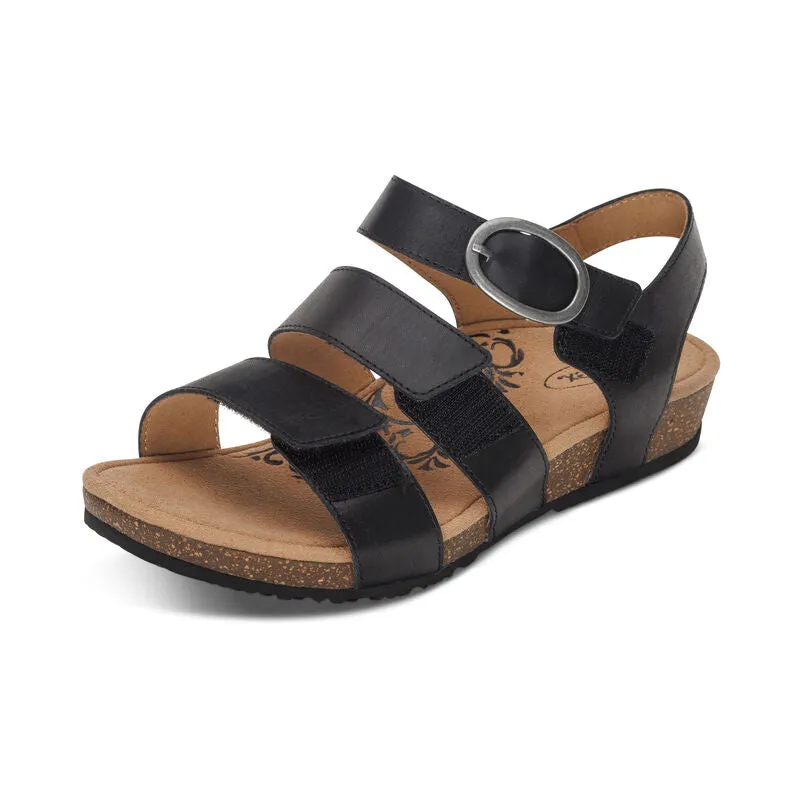 Aetrex Lilly Q Strap Adjustable Black Sandal