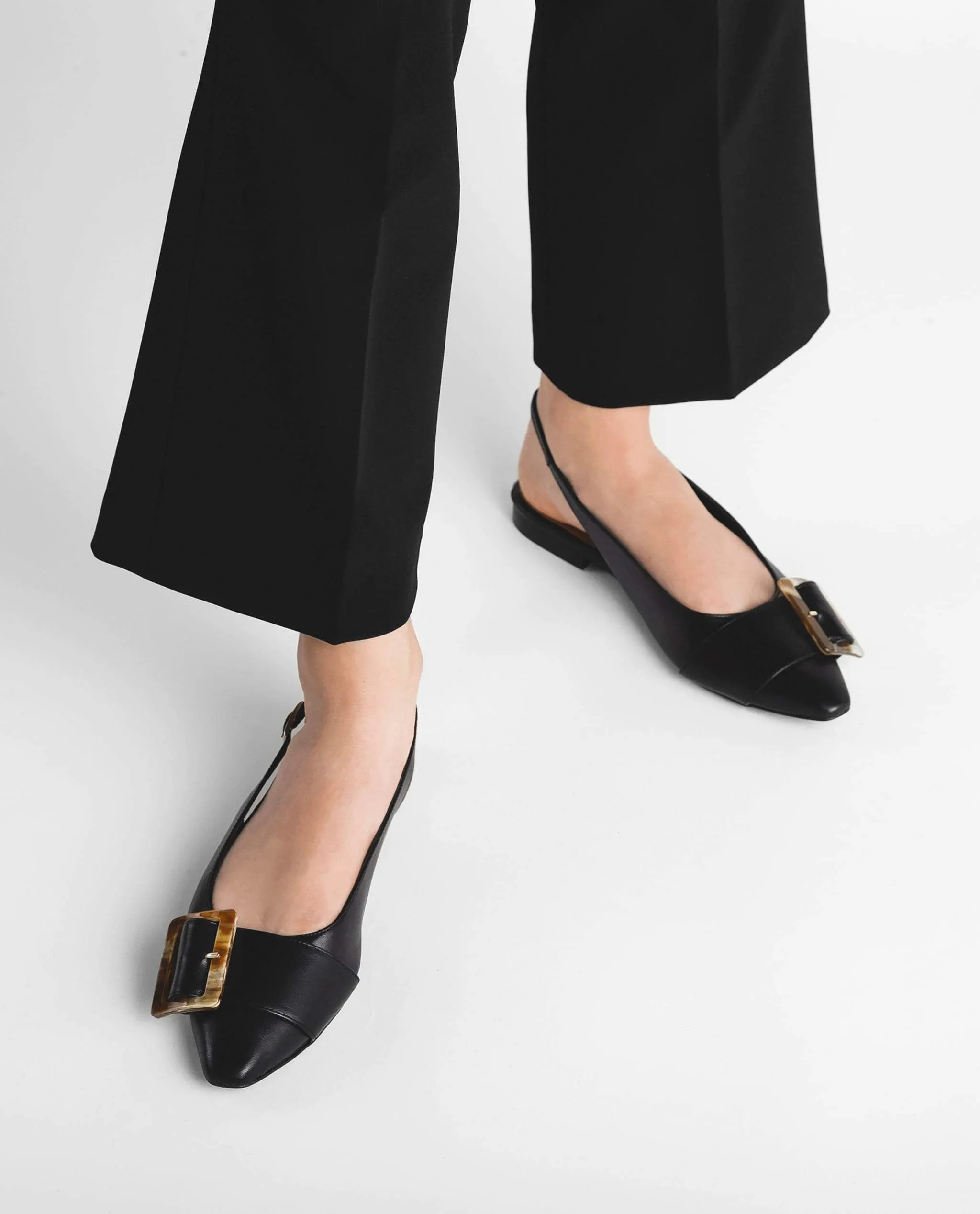 Alma Leather Black Flats