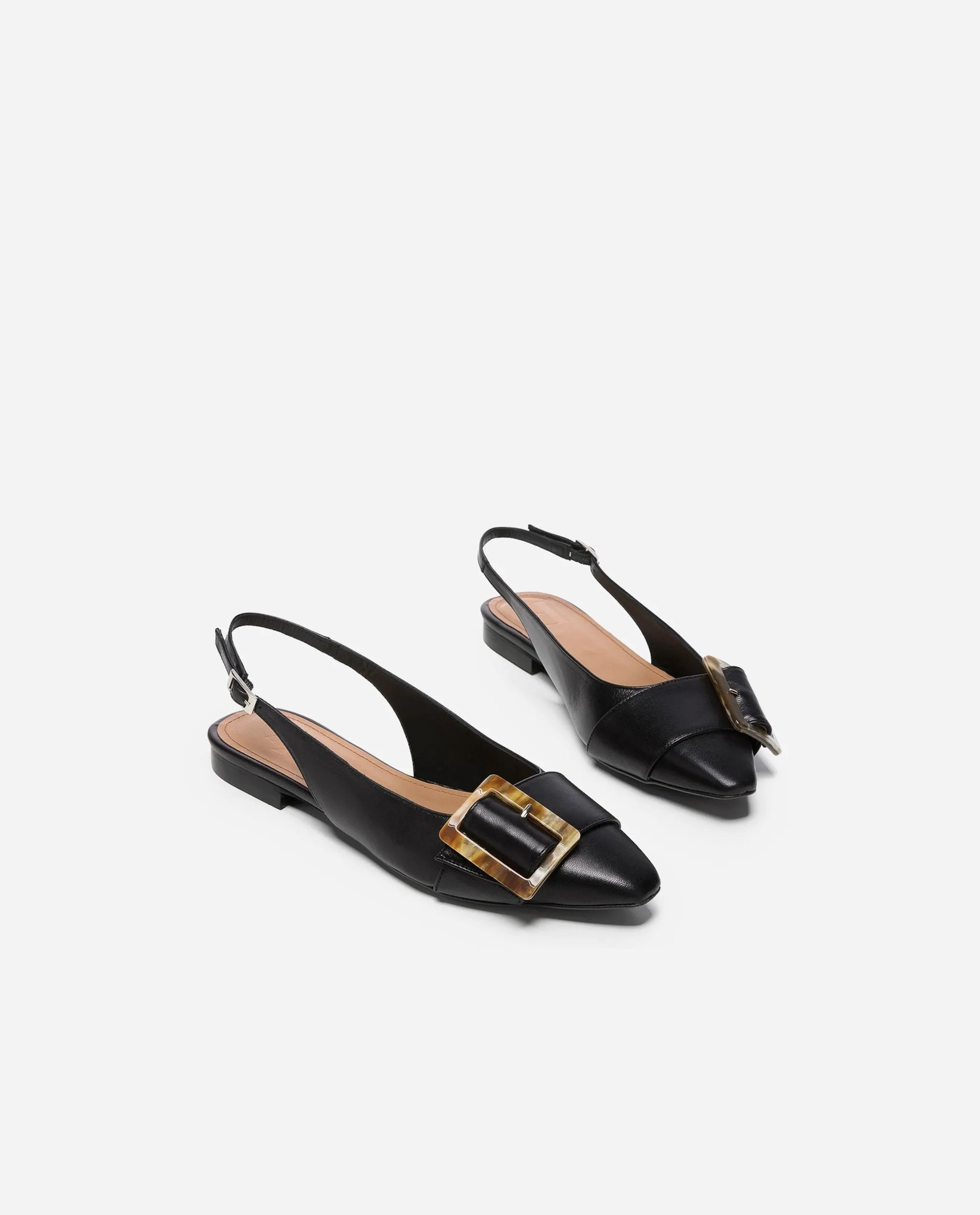 Alma Leather Black Flats