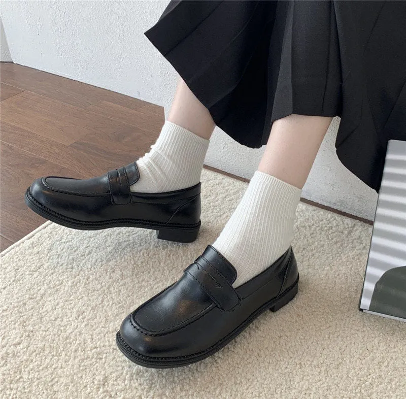 Amozae mary jane shoes loafers lolita shoes boots Japanese Student Shoes Girl Lolita Shoes JK Commuter Uniform Shoes Casual platform