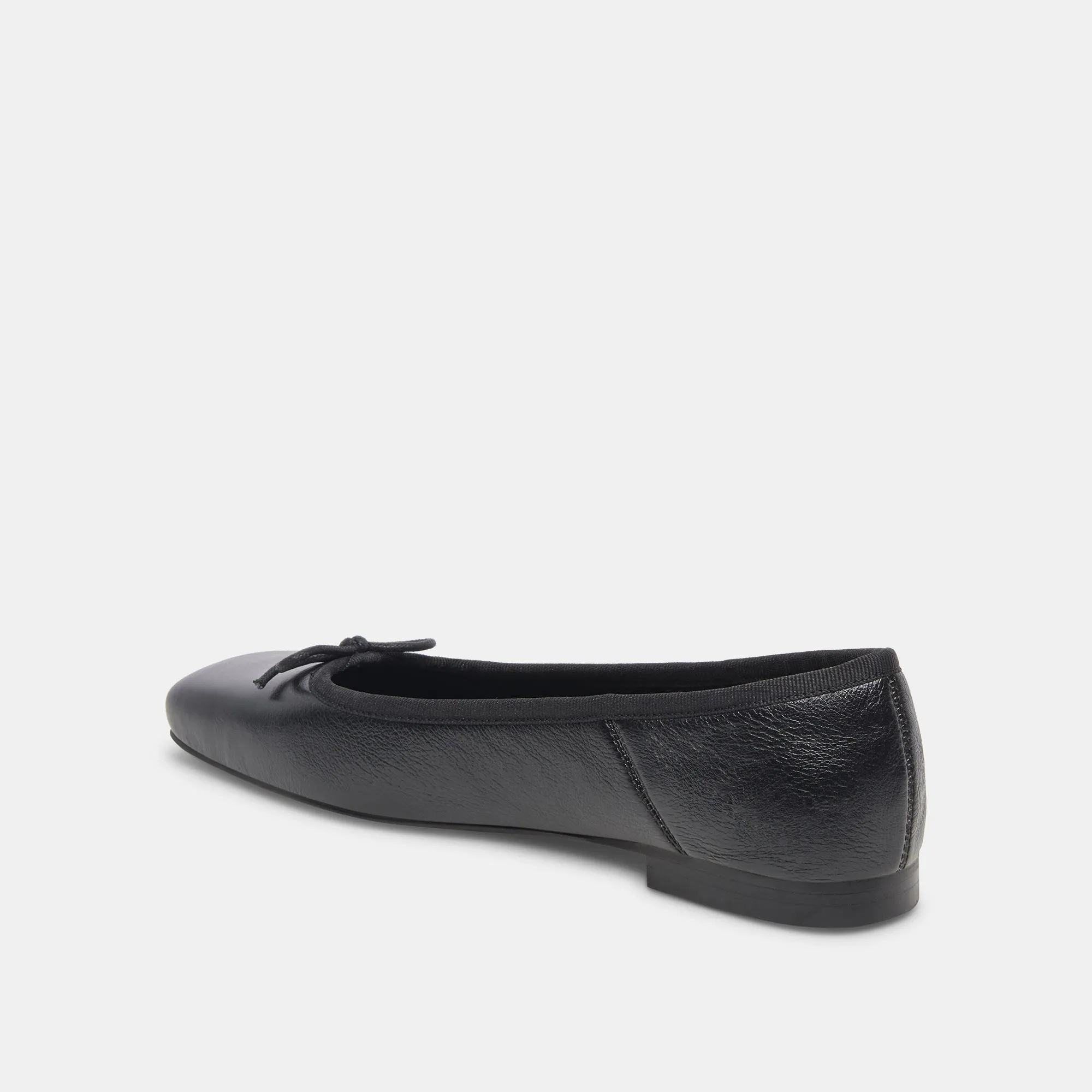 ANISA WIDE BALLET FLATS BLACK LEATHER