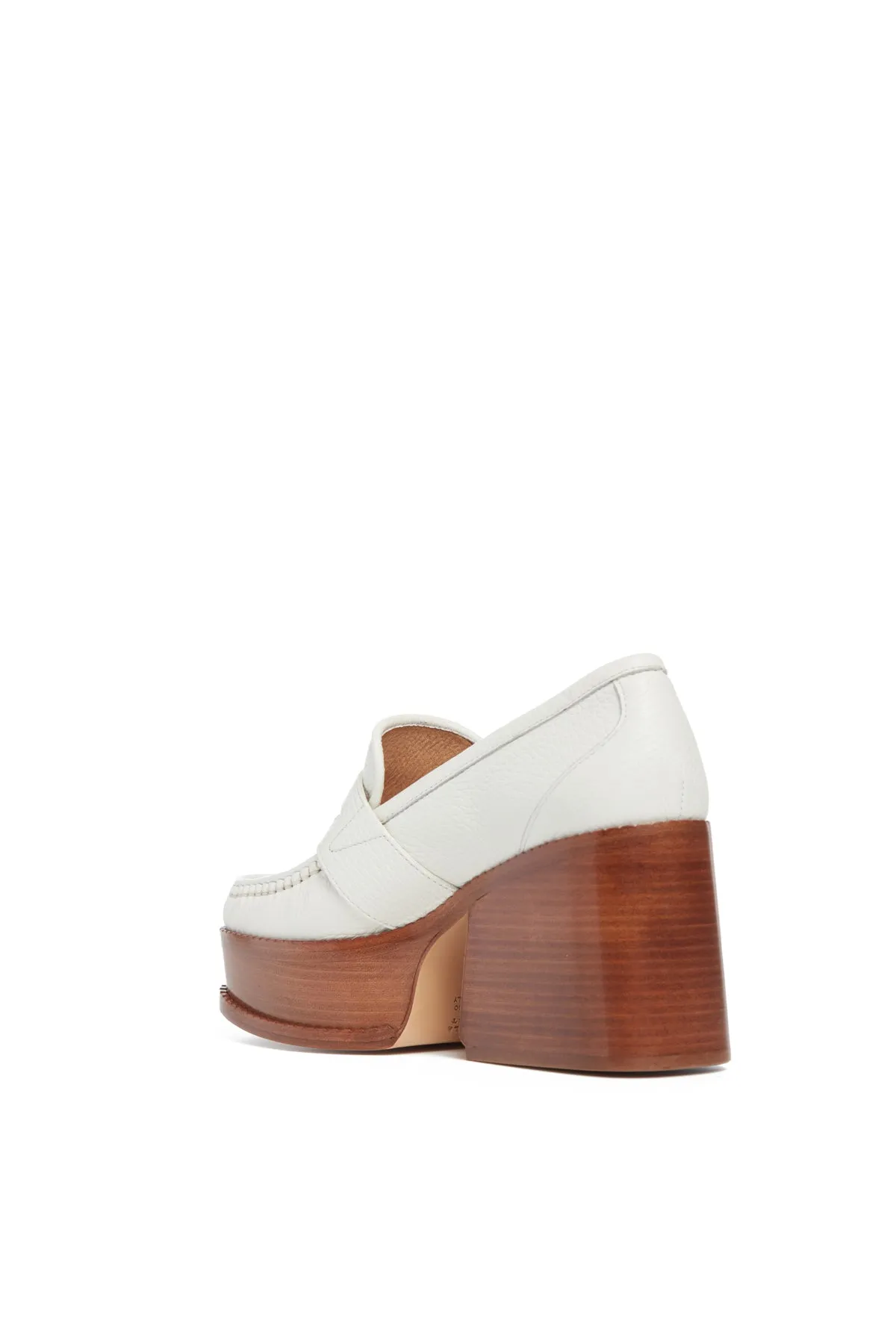 Augusta Platform Loafer in Cream Textured Leather