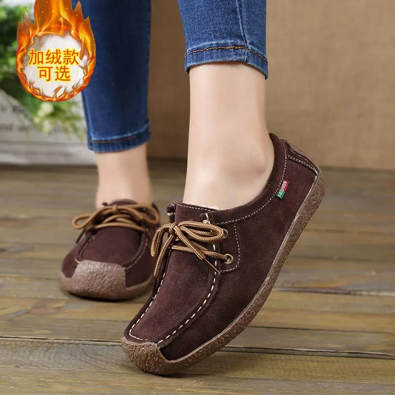 Autumn and Winter Soft Sole Lace Up Comportable Casual Flats