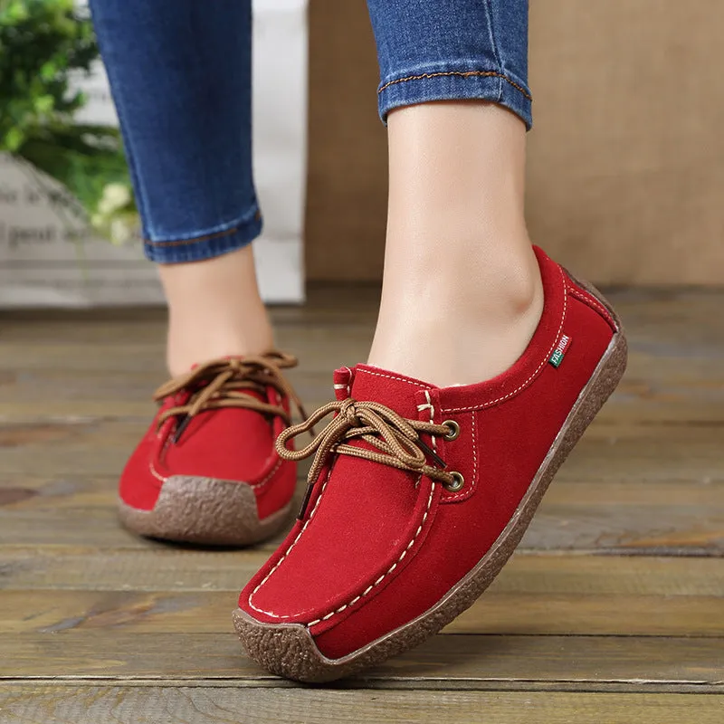 Autumn and Winter Soft Sole Lace Up Comportable Casual Flats