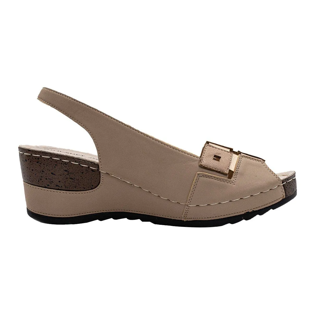 B-Soft Anatomic Wedge Sandals Leather Beige Colour For Women