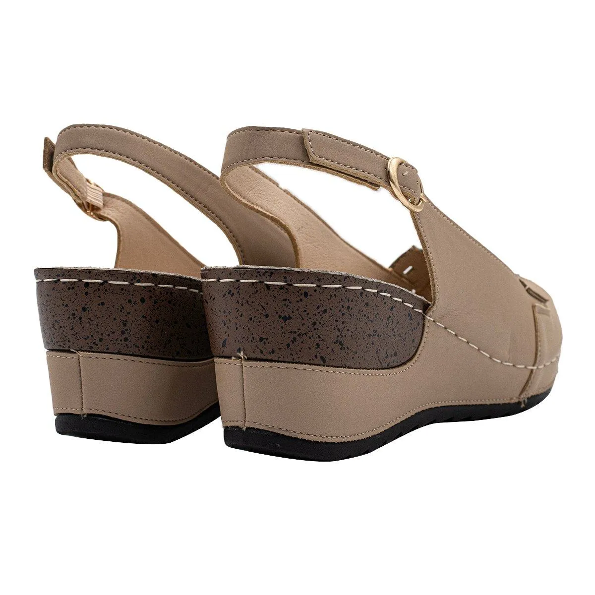 B-Soft Anatomic Wedge Sandals Leather Beige Colour For Women