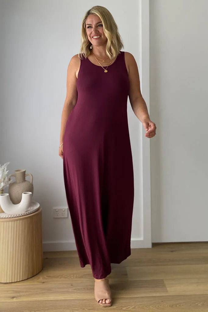 Bamboo Maxi Dress - Burgundy