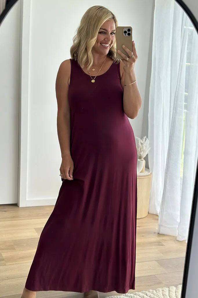 Bamboo Maxi Dress - Burgundy