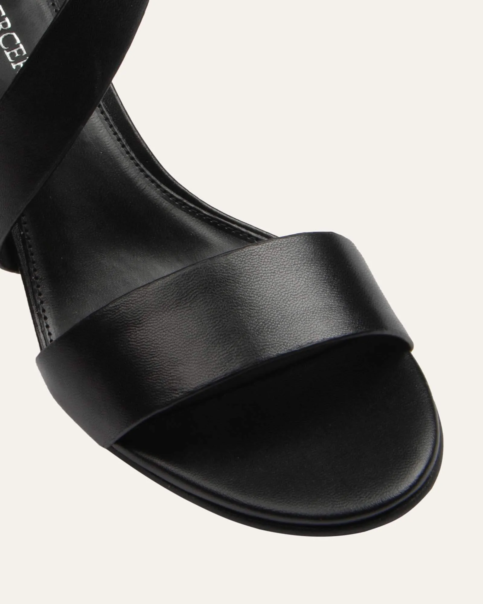 BECKETT HIGH HEEL SANDALS BLACK LEATHER