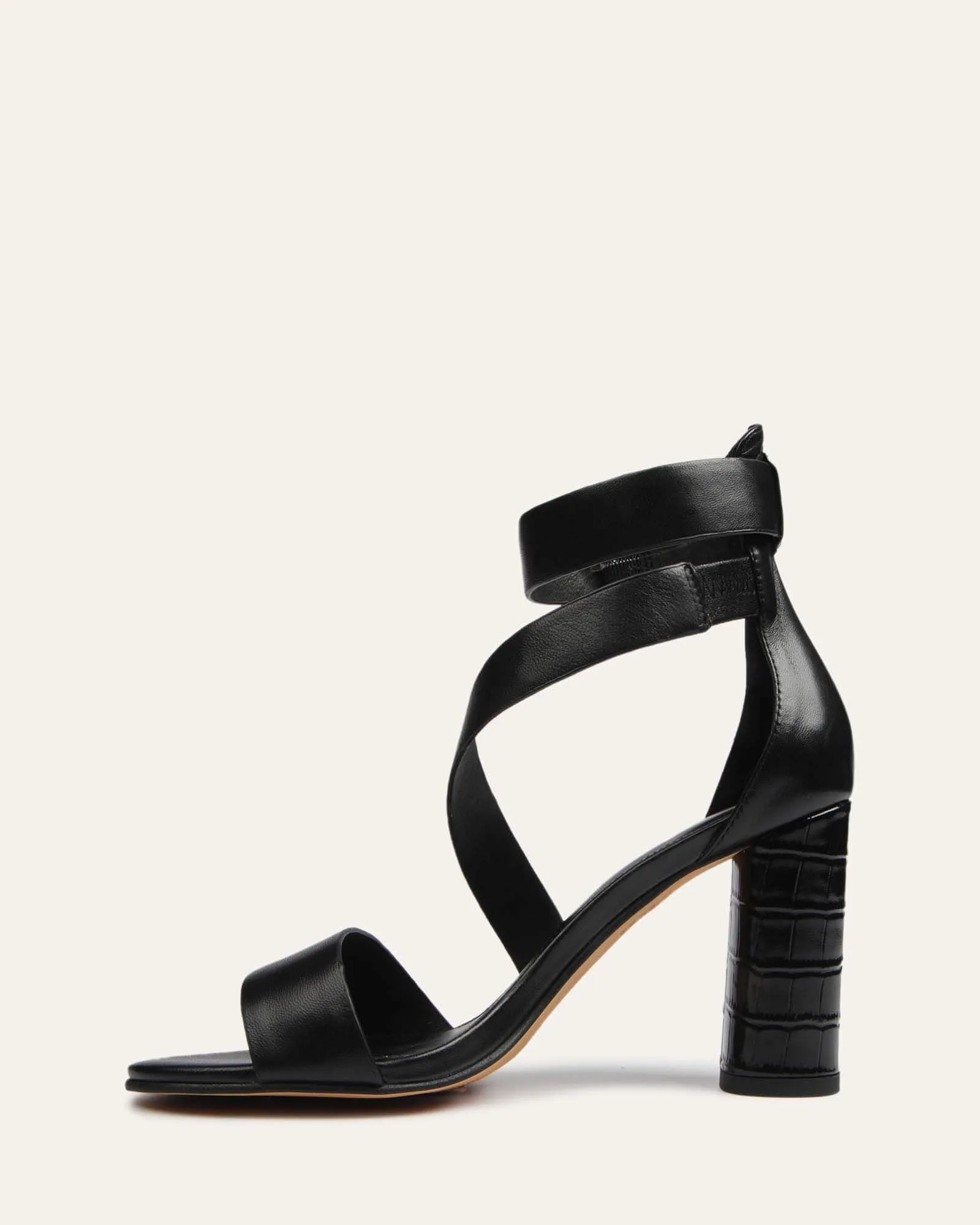 BECKETT HIGH HEEL SANDALS BLACK LEATHER