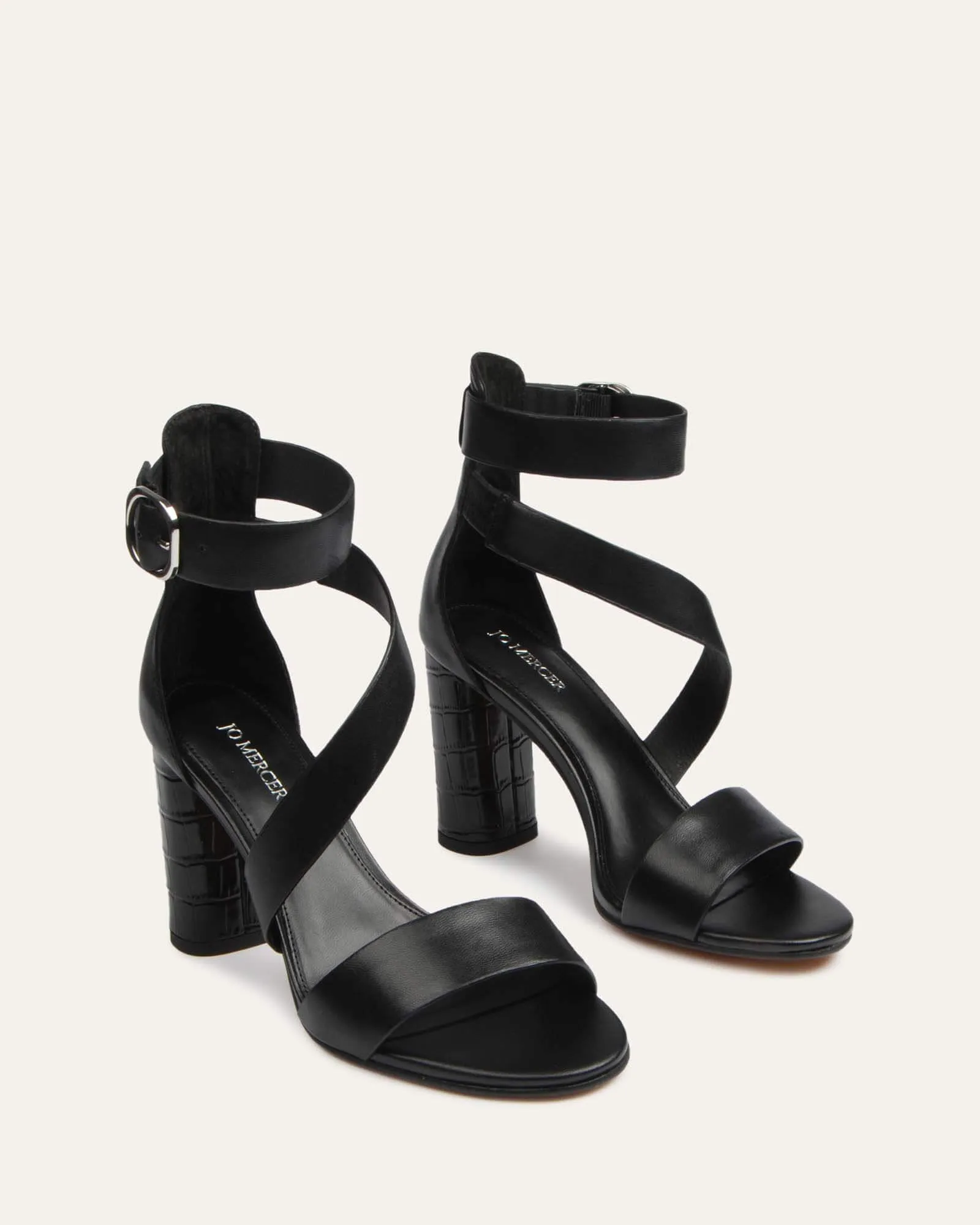 BECKETT HIGH HEEL SANDALS BLACK LEATHER