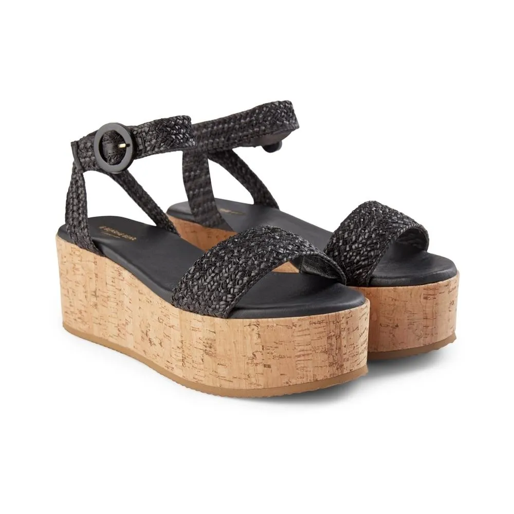 Begonia Ankle Sandals Leather - BLACK