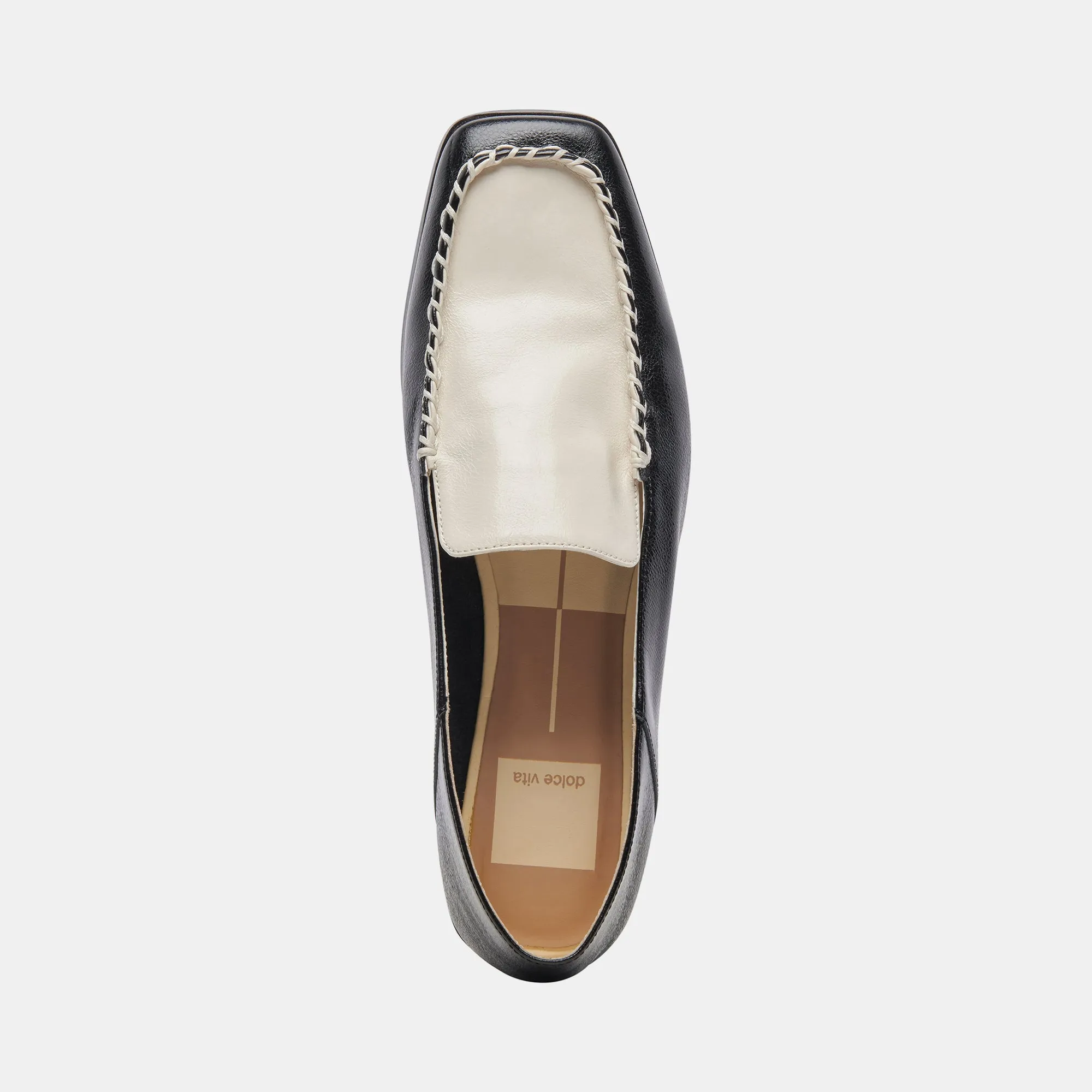 BENY WIDE FLATS WHITE BLACK CRINKLE PATENT