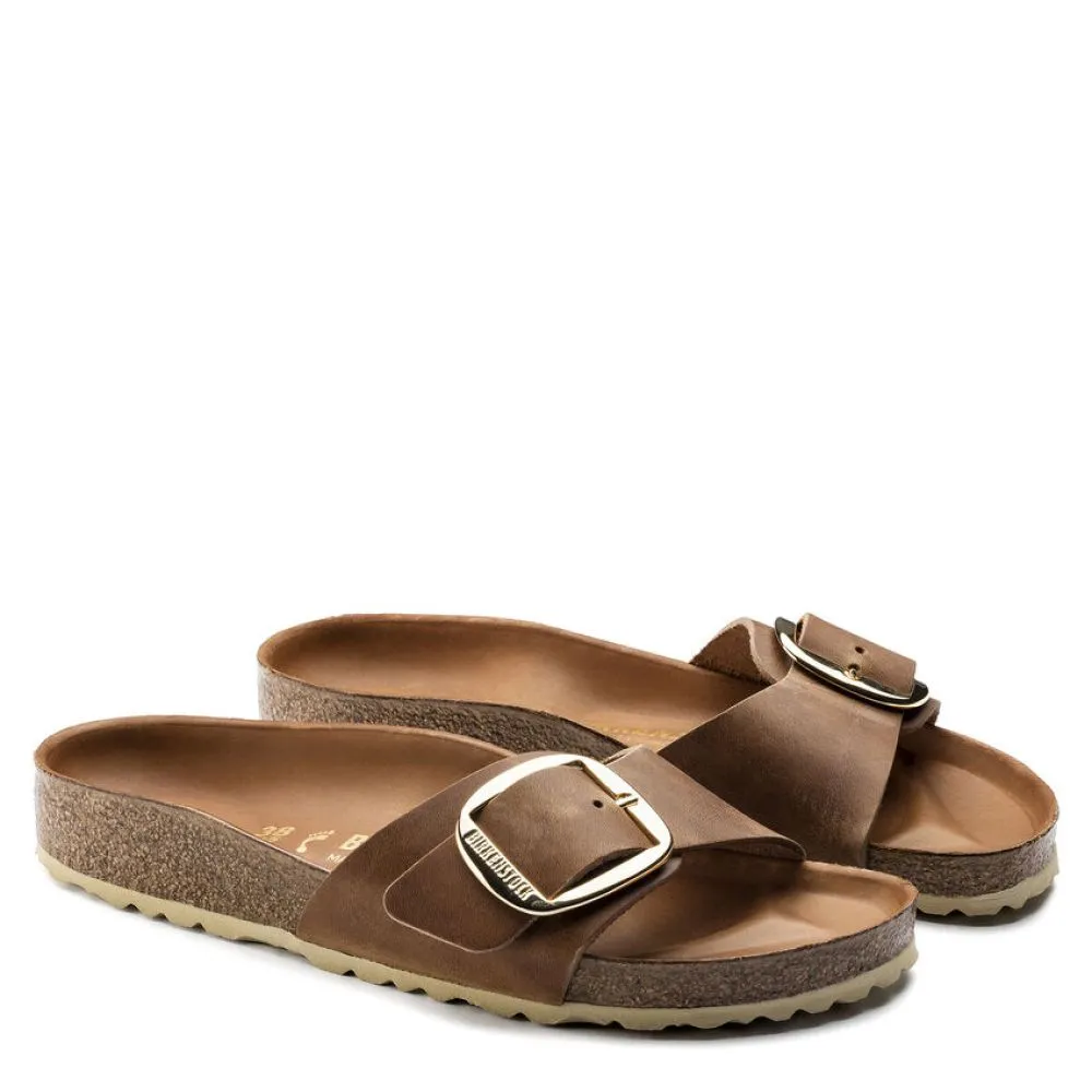 Birkenstock Women's Madrid Big Buckle Oiled Leather in Cognac (Narrow Width)