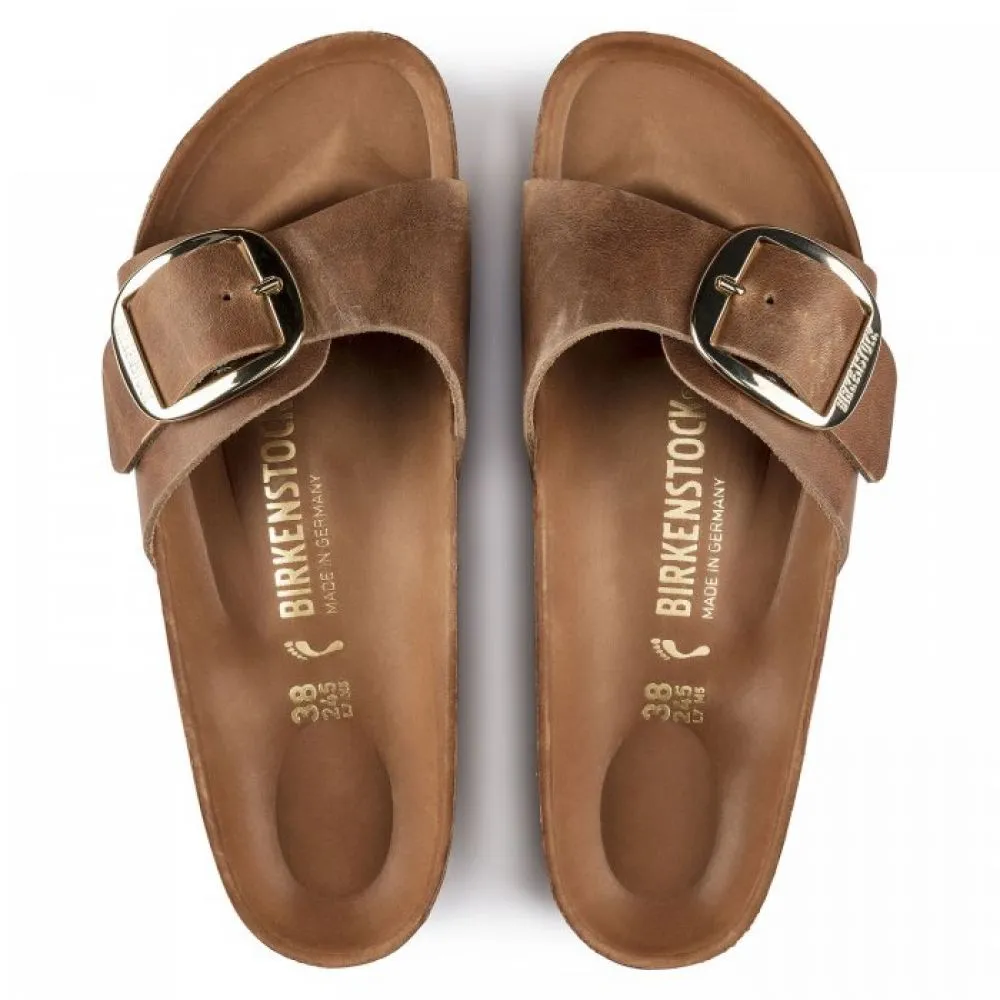 Birkenstock Women's Madrid Big Buckle Oiled Leather in Cognac (Narrow Width)