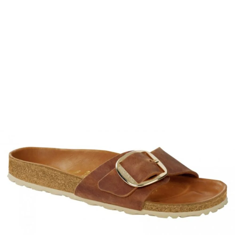 Birkenstock Women's Madrid Big Buckle Oiled Leather in Cognac (Narrow Width)