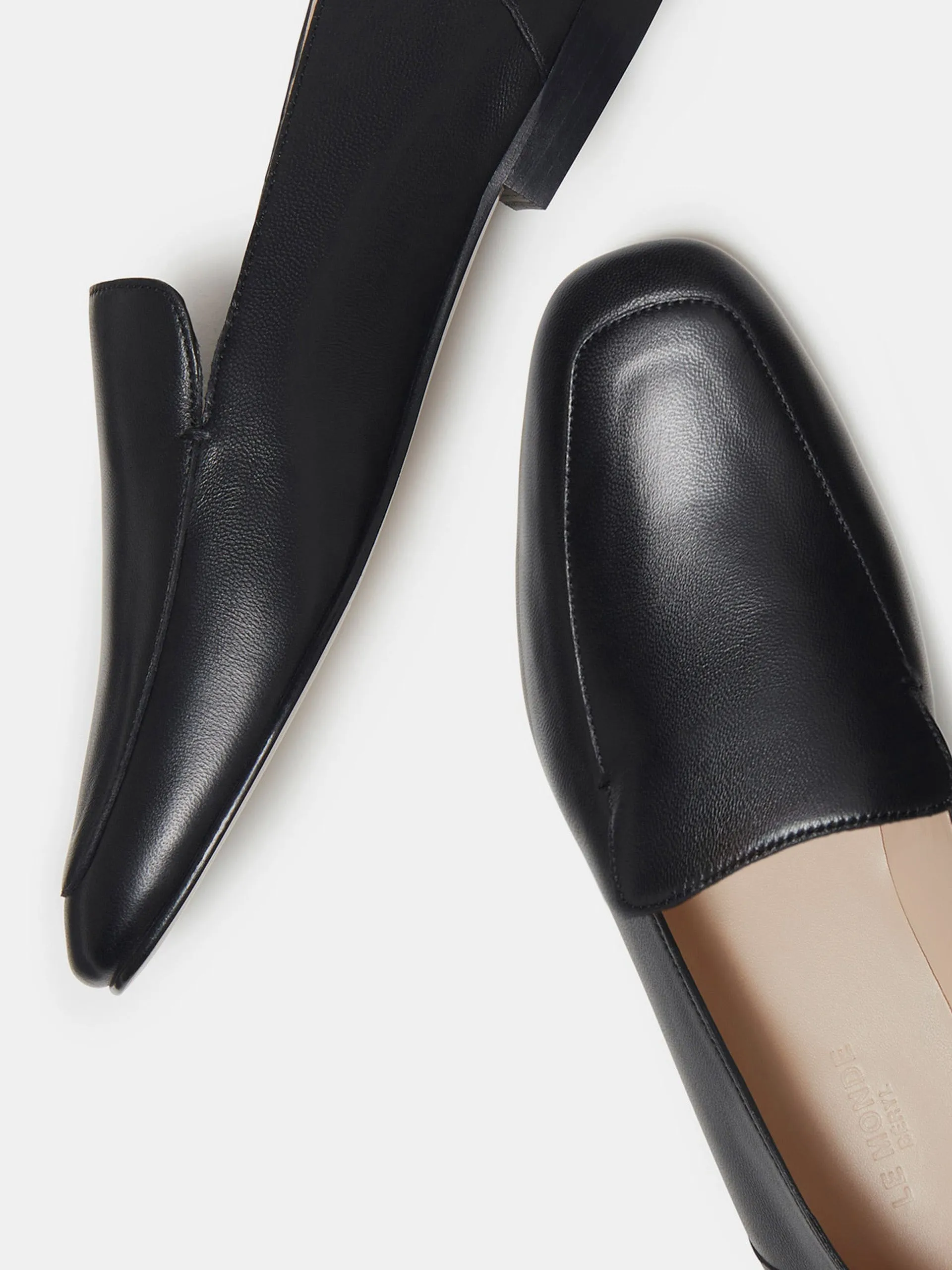 Black leather soft loafers