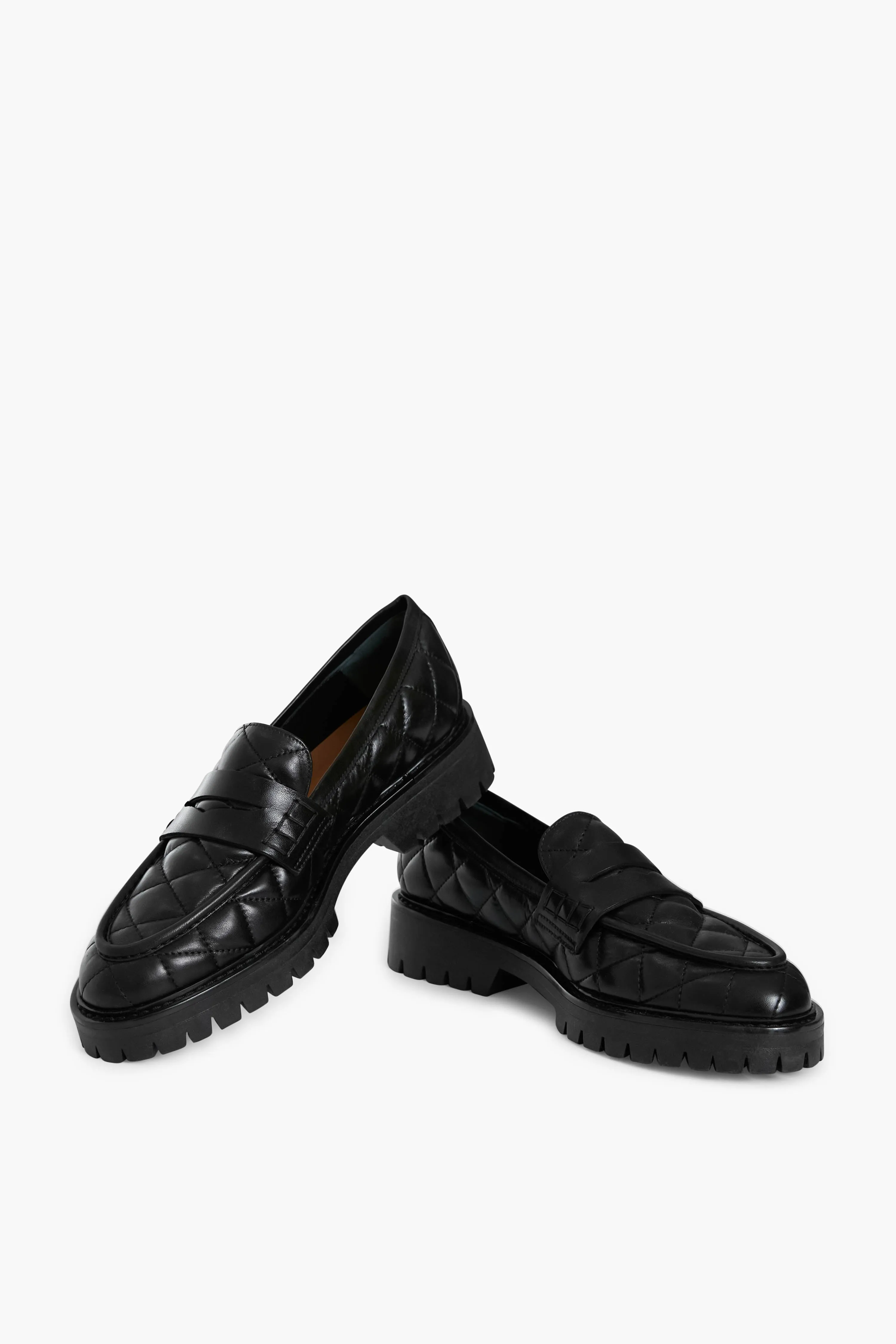 Black Quilted Leather Signe Loafers