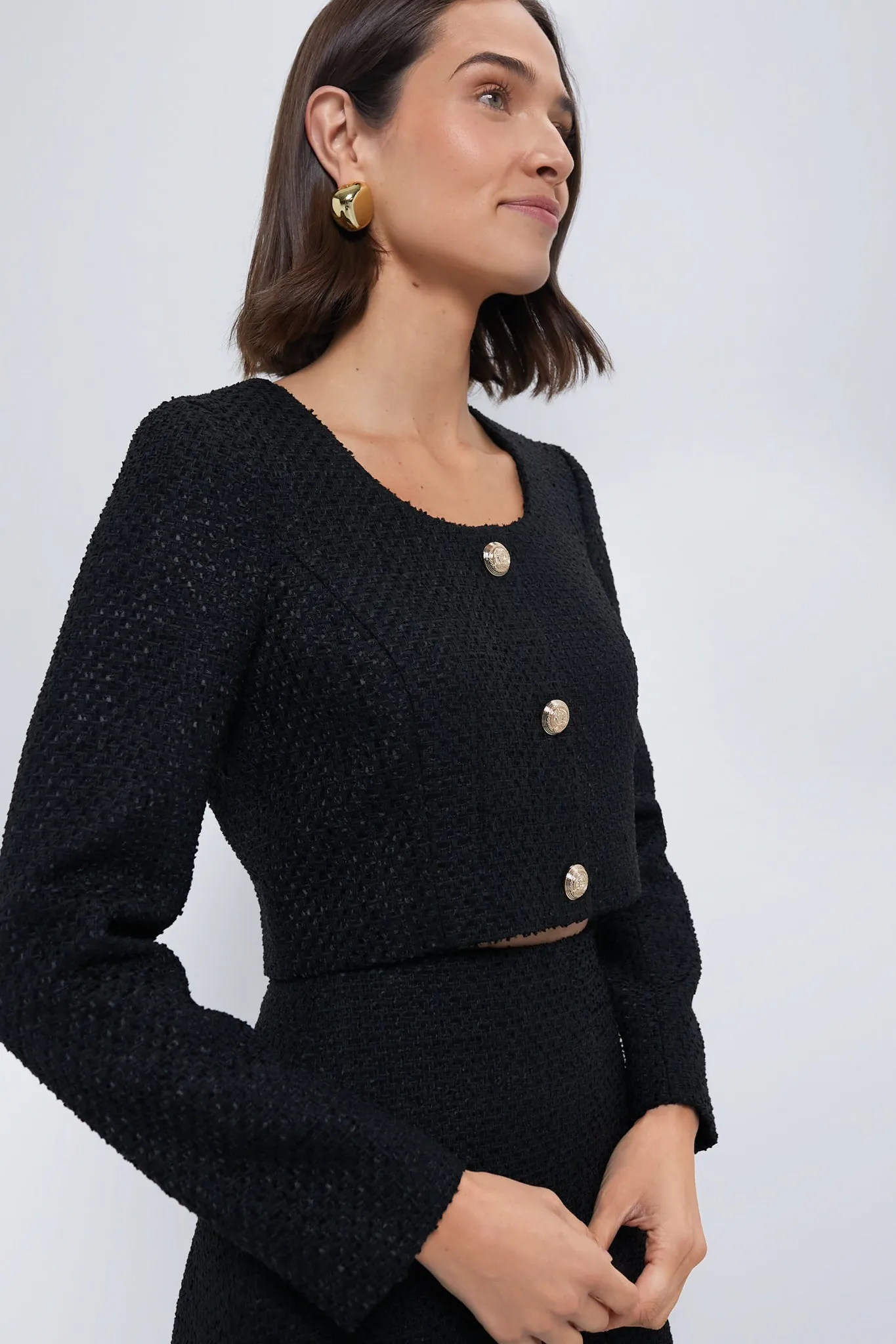 Black Tweed Cropped Dinah Top