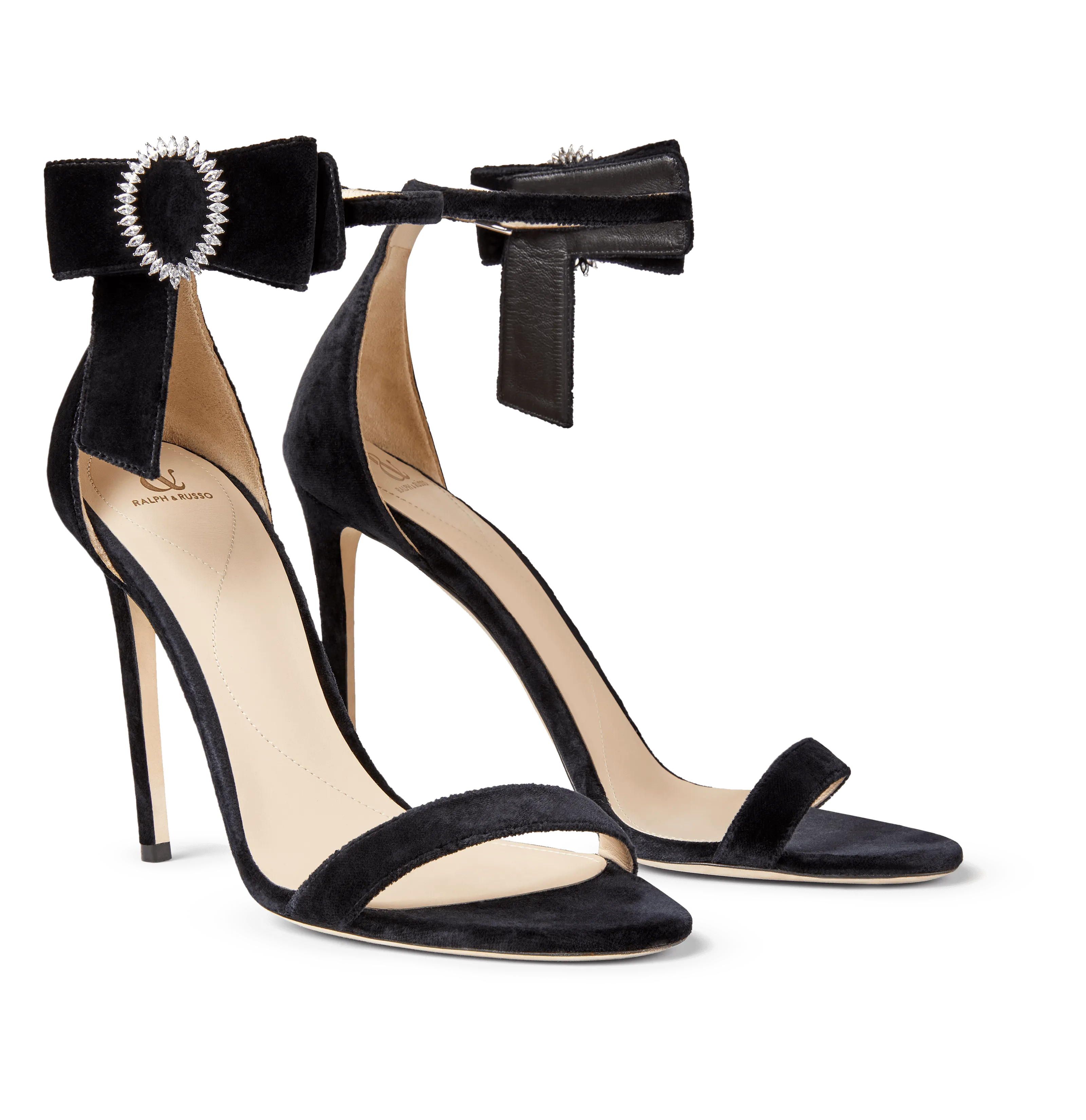 Black Velvet Bow Sandals