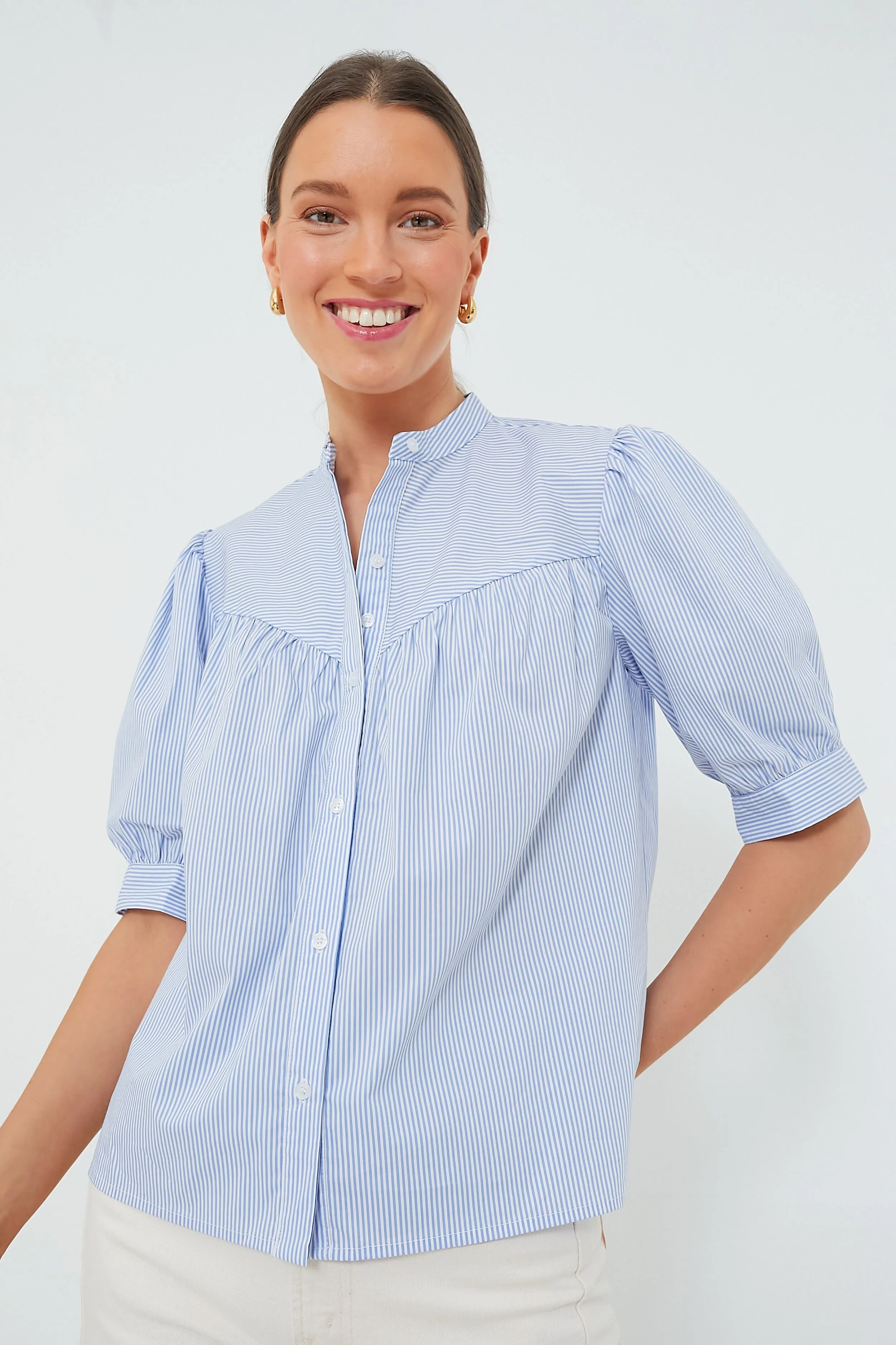 Blue and White Stripe Esti Shirt