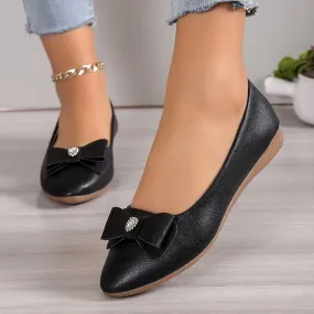 Bowknot Flats Shoes Fashion Casual Pointed Toe Loafers For Women Lazy Shoes