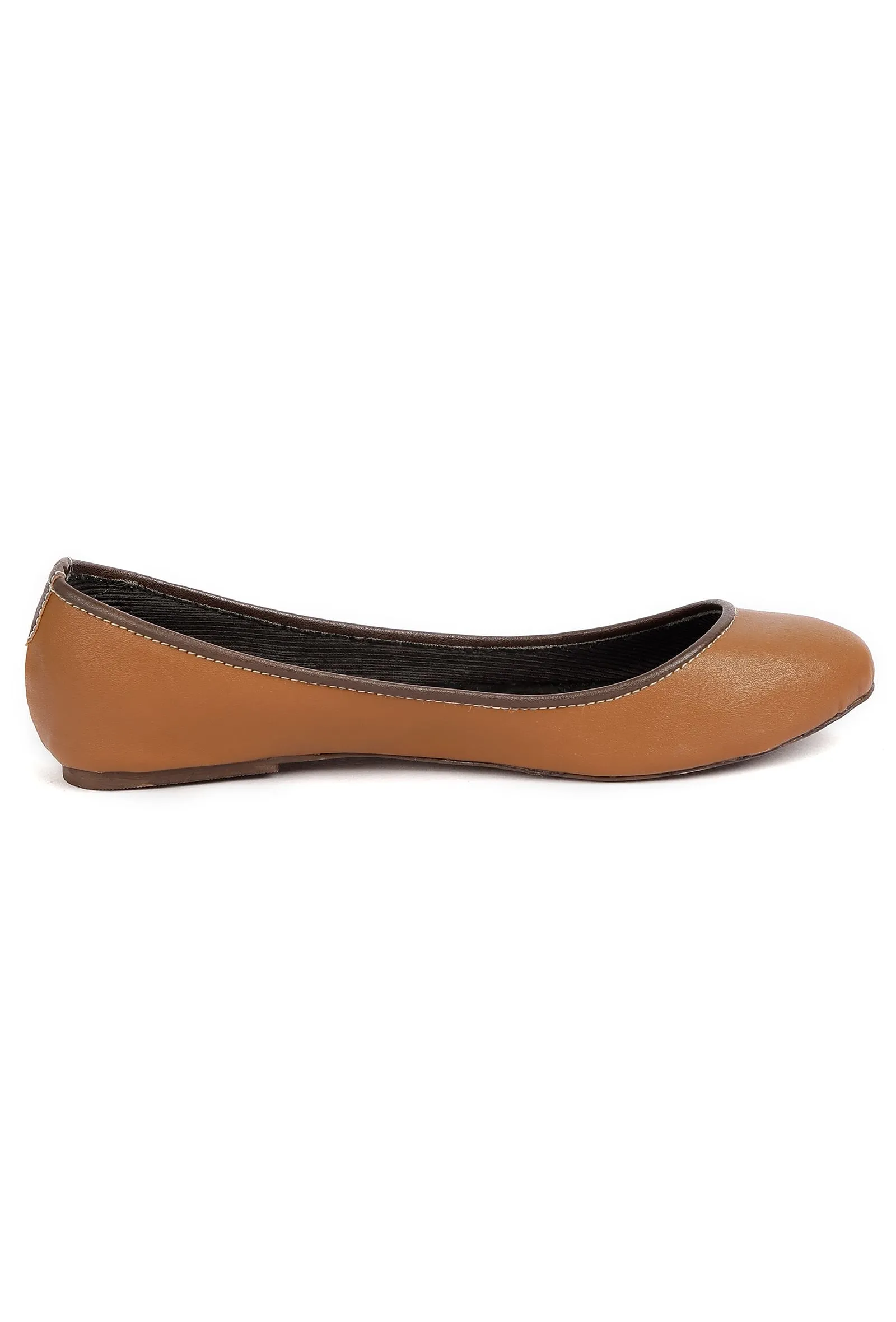 Brown Cruelty Free Leather Flat Ballerinas