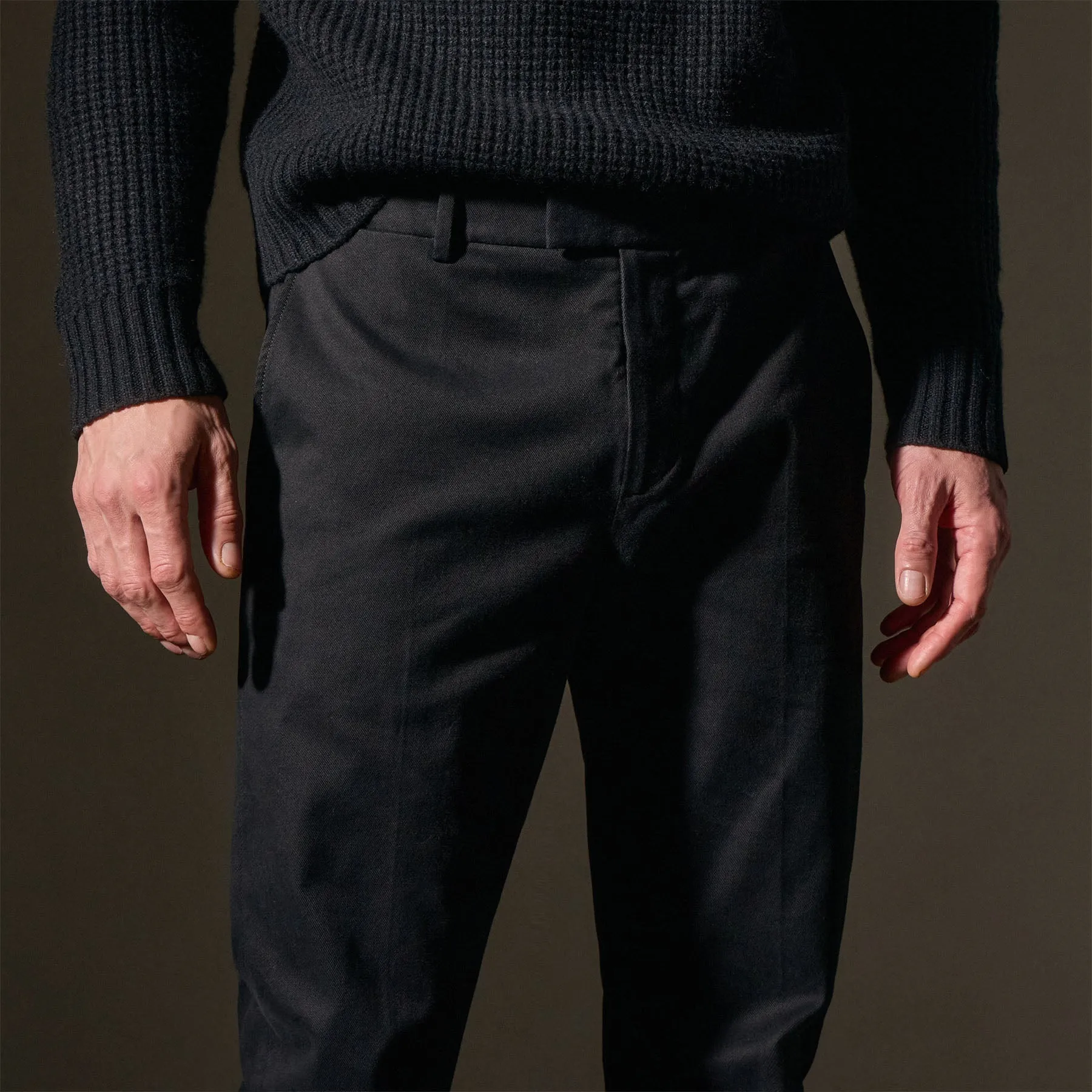 Cashmere Touch Twill Trouser - Black