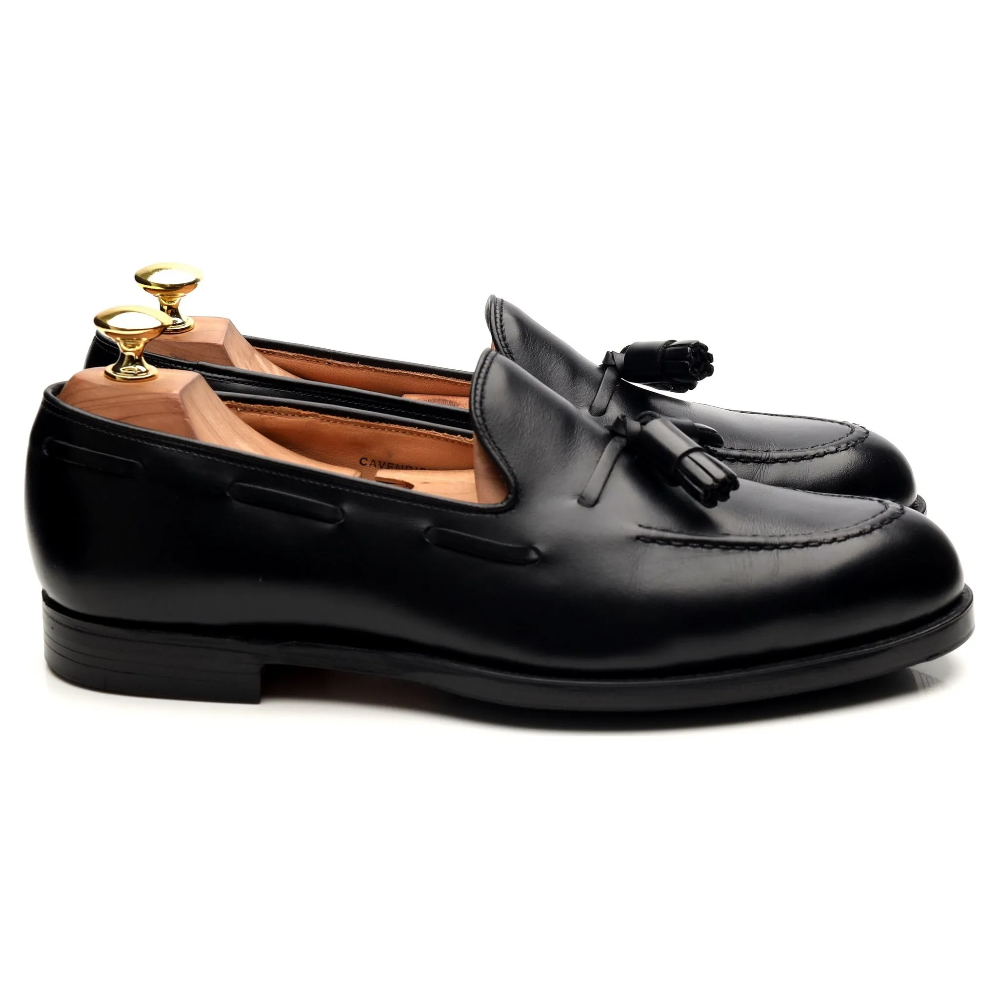 'Cavendish 2' Black Leather Tassel Loafers UK 8 E