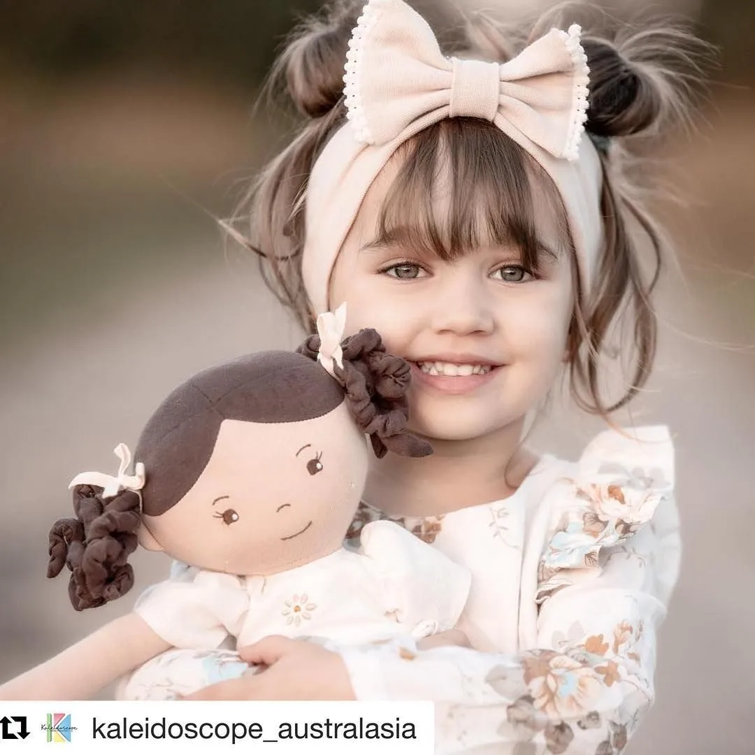 Cecilia Dark Brown Hair in Cream Linen Dress With Display Box