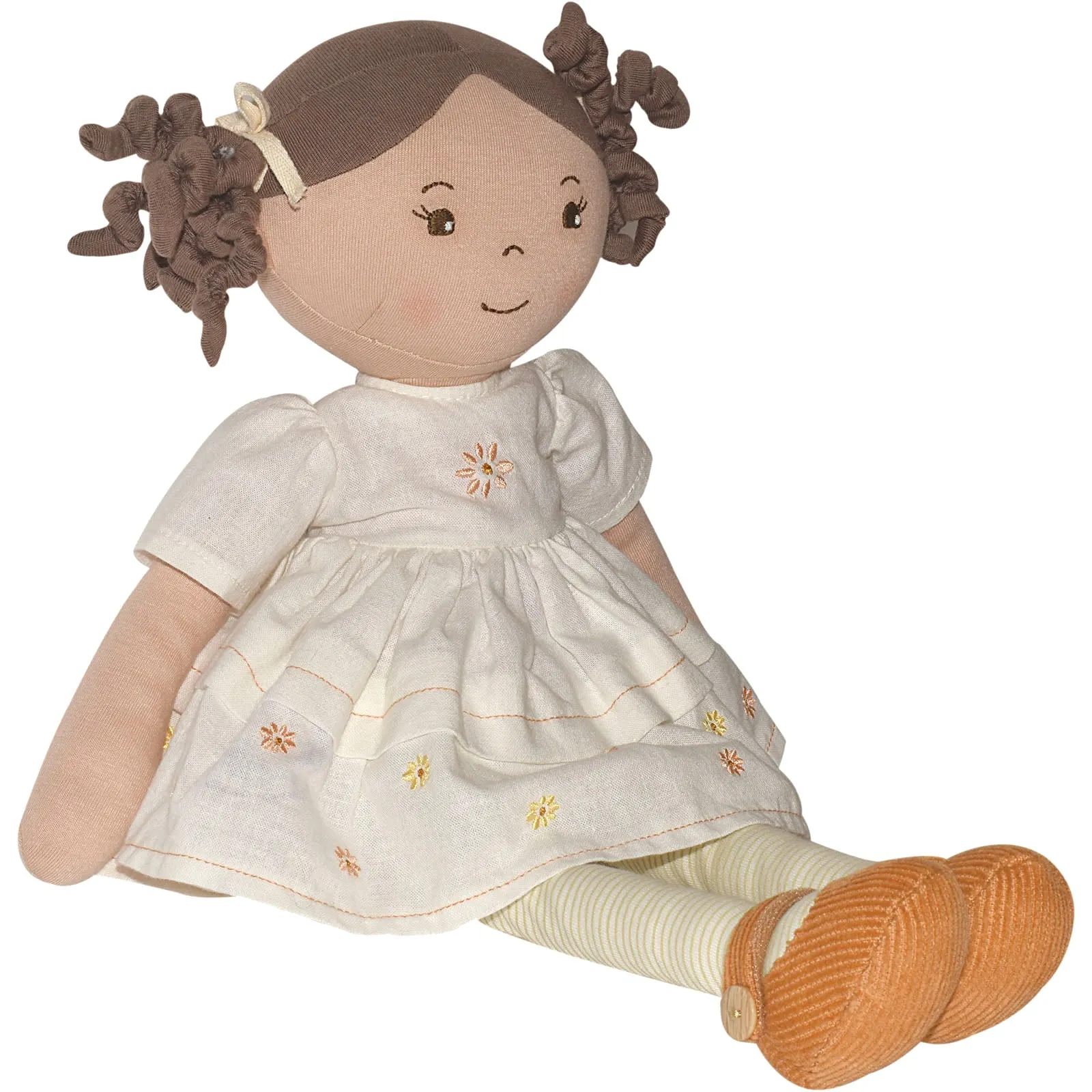 Cecilia Dark Brown Hair in Cream Linen Dress With Display Box