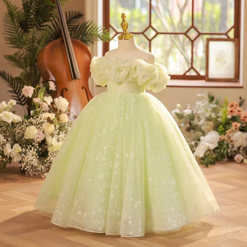 Christmas party evening dress stage catwalk performance fluffy girl princess dress