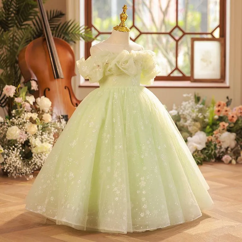 Christmas party evening dress stage catwalk performance fluffy girl princess dress