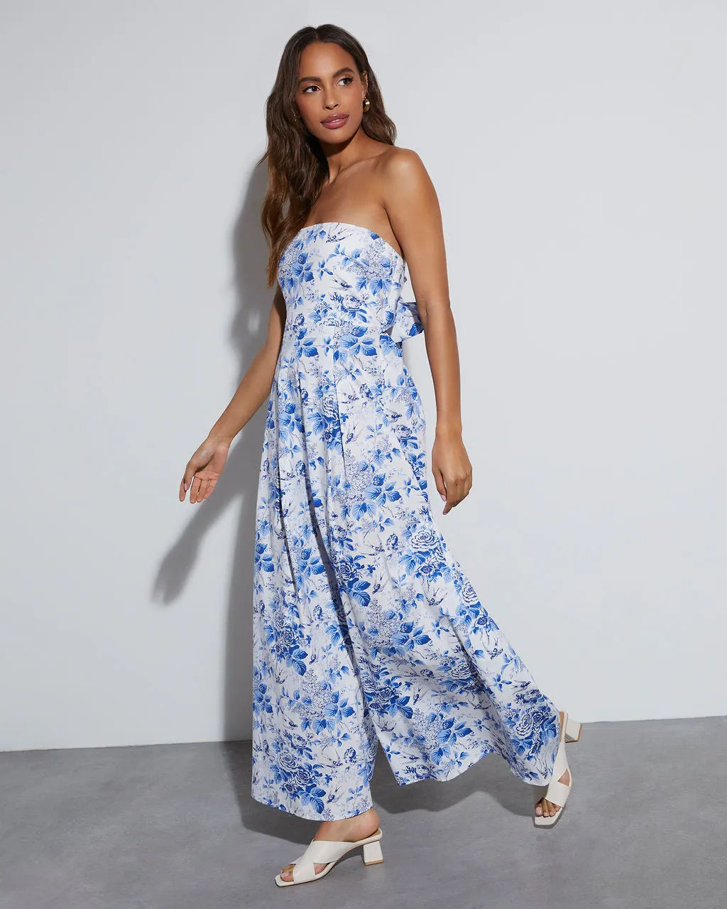 Colleen Strapless Floral Jumpsuit