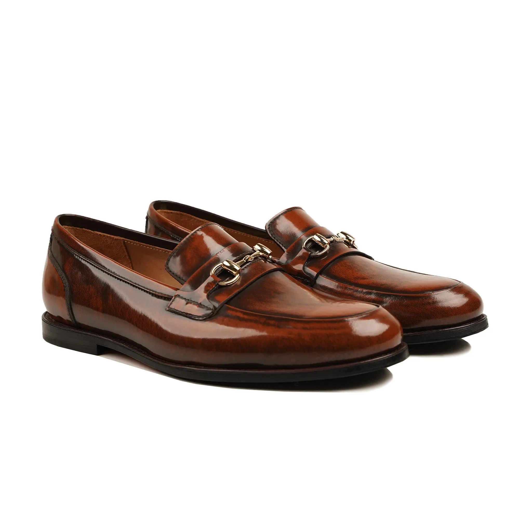 Corato - Men's Brown Patina Box Leather High Shine Loafer