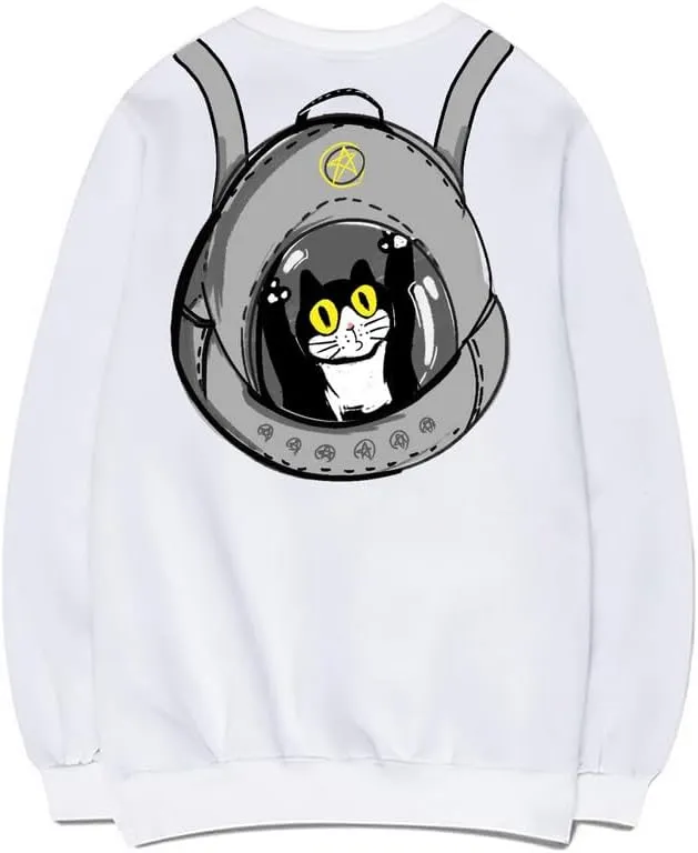 CORIRESHA Cat Lovers Sweatshirt Crewneck Long Sleeve Casual Soft Teen Cute Pullover