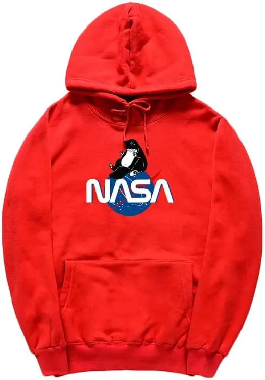 CORIRESHA Fashion NASA Print Hoodie Long Sleeve Drawstring Kangaroo Pocket Cat Sweatshirt