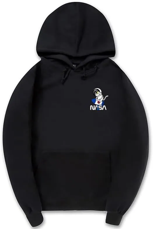 CORIRESHA Space Astronaut Cat Hoodie Drawstring Kangaroo Pocket Rocket NASA Sweatshirt