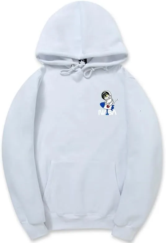 CORIRESHA Space Astronaut Cat Hoodie Drawstring Kangaroo Pocket Rocket NASA Sweatshirt