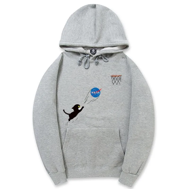 CORIRESHA Teen Cute Cat Hoodie Long Sleeve Drawstring Cotton Casual NASA Sweatshirt