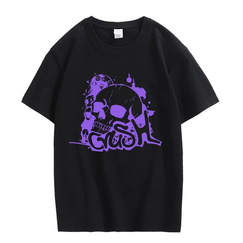 CORIRESHA Teen Skull Y2K Graphic Crewneck Short Sleeve Cotton Halloween Gothic T-Shirt