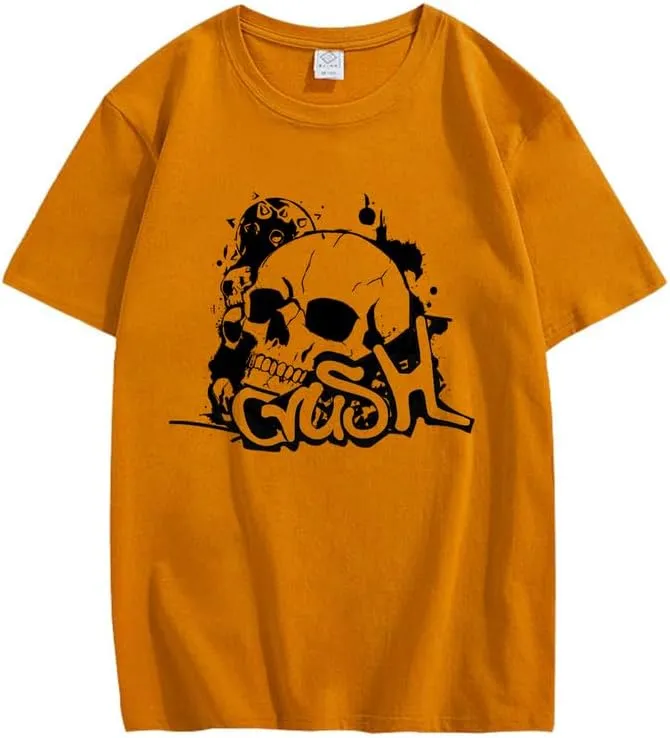 CORIRESHA Teen Skull Y2K Graphic Crewneck Short Sleeve Cotton Halloween Gothic T-Shirt