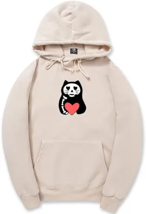 CORIRESHA Unisex Funny Cat Hoodie Long Sleeve Drawstring Pocket Heart Sweatshirt