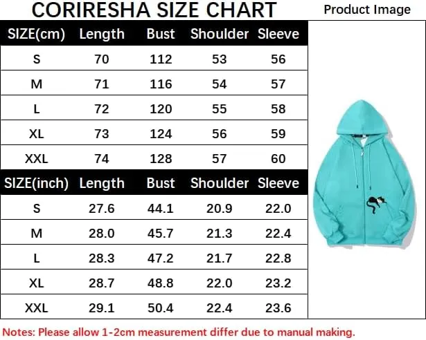 CORIRESHAUnisex Cute Lazy Cat Zip Hoodie Drawstring Fall Comfy Sweatshirt