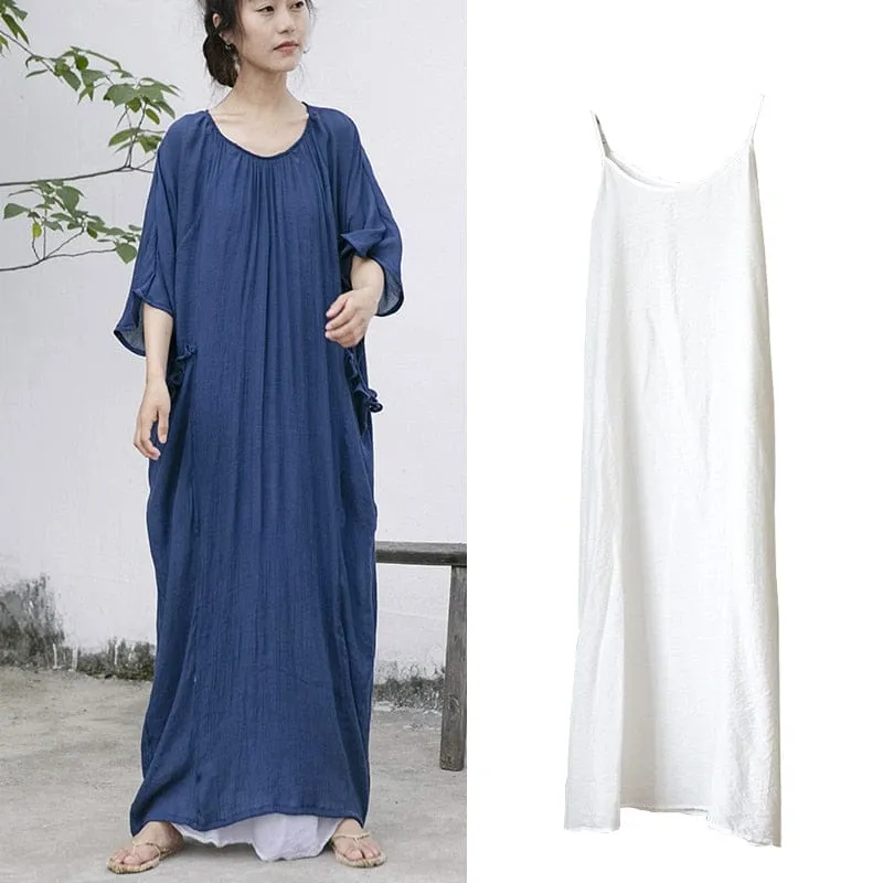 Cotton and Linen Loose T-Shirt Dress | Lotus