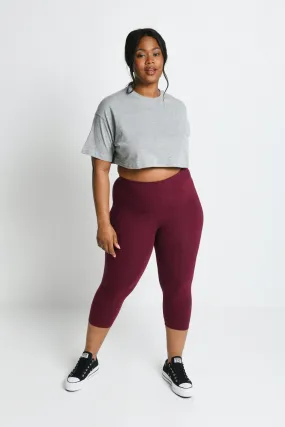 Curve Everyday Cropped Leggings - Burgundy